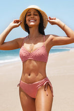 Charger l'image dans la galerie, Bikini jacquard en crois¨¦ avec cordon de serrage sur le c?t¨¦