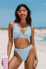 Charger l'image dans la galerie, Bikini bleu fronc¨¦ ¨¤ nouer dans le dos