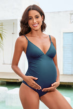 Charger l'image dans la galerie, Maillot de bain une pi¨¨ce de maternit¨¦ ruch¨¦ avec bretelles ¨¤ col en V
