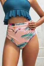 Charger l'image dans la galerie, Bas de bikini taille haute imprim¨¦ floral et feuilles rose