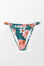 Charger l'image dans la galerie, Bas de bikini ¨¦chancr¨¦ imprim¨¦ floral bleu canard
