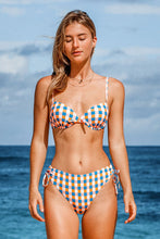 Charger l'image dans la galerie, Bas de bikini ¨¤ carreaux bleu orange et blanc ¨¤ cordon coulissant