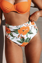 Charger l'image dans la galerie, Bas de bikini taille haute fronc¨¦ floral orange