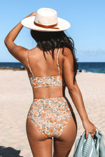Charger l'image dans la galerie, Bikini avec bralette torsad¨¦e florale et taille haute ¨¦piss¨¦e