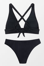 Charger l'image dans la galerie, Bikini noir c?tel¨¦ crois¨¦ dans le dos