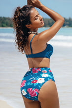 Charger l'image dans la galerie, Bikini push up taille haute imprim¨¦ floral bleu