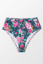Charger l'image dans la galerie, Bas de bikini taille haute ray¨¦ et imprim¨¦ floral