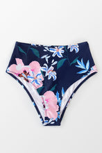 Charger l'image dans la galerie, Bas de bikini taille haute bleu marine et floral