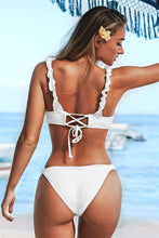 Charger l'image dans la galerie, Bikini c?tel¨¦ ¨¤ volants blanc