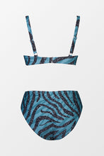 Charger l'image dans la galerie, Bikini hipster ruch¨¦ avec bralette scintillante et torsad¨¦e sur le devant