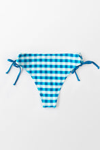 Charger l'image dans la galerie, Bas de bikini ¨¤ carreaux bleu et blanc ¨¤ cordon sur le c?t¨¦