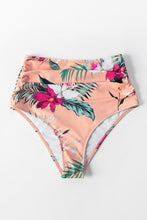 Charger l'image dans la galerie, Bas de bikini taille haute imprim¨¦ floral et feuilles rose