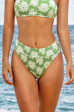 Charger l'image dans la galerie, Bas de bikini taille haute imprim¨¦ floral vert clair