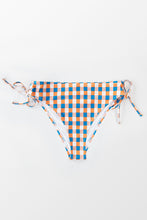 Charger l'image dans la galerie, Bas de bikini ¨¤ carreaux bleu orange et blanc ¨¤ cordon coulissant