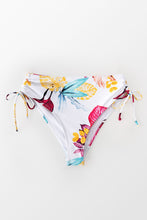Charger l'image dans la galerie, Bas de bikini blanc ¨¤ cordon coulissant imprim¨¦ feuilles