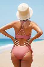 Charger l'image dans la galerie, Bikini jacquard en crois¨¦ avec cordon de serrage sur le c?t¨¦