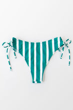Charger l'image dans la galerie, Bas de bikini ¨¤ cordon de serrage ray¨¦ bleu canard et blanc