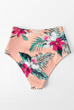 Charger l'image dans la galerie, Bas de bikini taille haute imprim¨¦ floral et feuilles rose