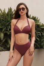 Charger l'image dans la galerie, Bikini haut ¨¤ col en V et licou ¨¤ pois et hipster taille moyenne