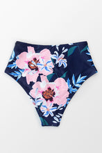 Charger l'image dans la galerie, Bas de bikini taille haute bleu marine et floral