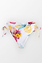 Charger l'image dans la galerie, Bas de bikini blanc ¨¤ cordon coulissant imprim¨¦ feuilles