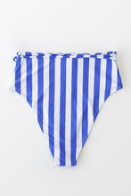 Charger l'image dans la galerie, Bas de bikini taille haute ray¨¦ bleu et blanc