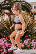 Charger l'image dans la galerie, Bikini ray¨¦ bleu marine pour filles