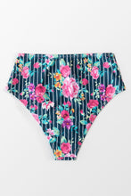 Charger l'image dans la galerie, Bas de bikini taille haute ray¨¦ et imprim¨¦ floral