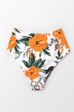 Charger l'image dans la galerie, Bas de bikini taille haute fronc¨¦ floral orange