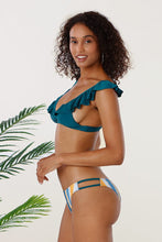 Charger l'image dans la galerie, Bikini bleu ¨¤ volants et ray¨¦