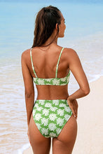 Charger l'image dans la galerie, Bas de bikini taille haute imprim¨¦ floral vert clair
