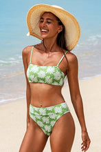 Charger l'image dans la galerie, Bas de bikini taille haute imprim¨¦ floral vert clair