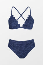 Charger l'image dans la galerie, Bikini bralette taille haute festonn¨¦ en jacquard floral