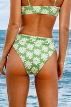 Charger l'image dans la galerie, Bas de bikini taille haute imprim¨¦ floral vert clair