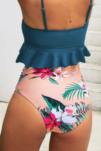 Charger l'image dans la galerie, Bas de bikini taille haute imprim¨¦ floral et feuilles rose