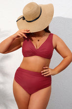 Charger l'image dans la galerie, Bikini bralette grande taille et taille haute ruch¨¦ d¡¯emballage ¨¤ lacer