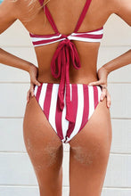Charger l'image dans la galerie, Bas de bikini boutonn¨¦ ¨¤ rayures rouges et blanches