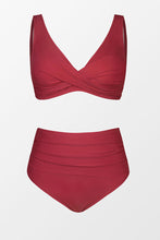 Charger l'image dans la galerie, Bikini bralette grande taille et taille haute ruch¨¦ d¡¯emballage ¨¤ lacer