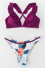 Charger l'image dans la galerie, Bas de bikini blanc imprim¨¦ floral et feuilles