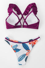 Charger l'image dans la galerie, Bas de bikini blanc imprim¨¦ floral et feuilles