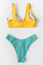 Charger l'image dans la galerie, Bas de bikini ¨¤ rayures bleues lat¨¦rales