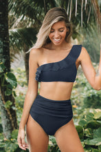 Charger l'image dans la galerie, Bikini bralette ¨¤ une ¨¦paule et taille haute ruch¨¦