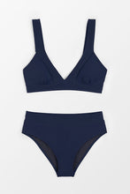 Charger l'image dans la galerie, Bikini bralette ¨¤ bandes bleu marine et taille haute