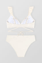 Charger l'image dans la galerie, Bikini blanc ¨¤ volants et emballage sur le c?t¨¦ taille moyenne