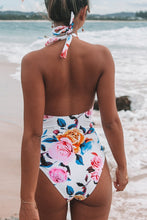 Charger l&#39;image dans la galerie, Maillot de bain une pi¨¨ce dos nu imprim¨¦ floral et ray¨¦

