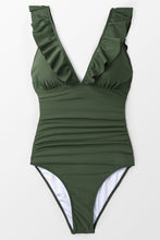 Charger l&#39;image dans la galerie, Maillot de bain une pi¨¨ce ¨¤ volants vert mousse
