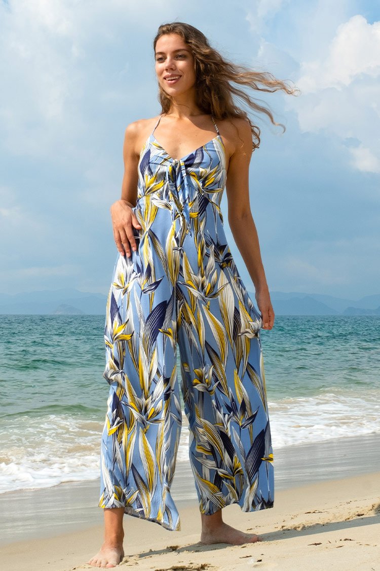 Combinaison halter imprim¨¦ floral
