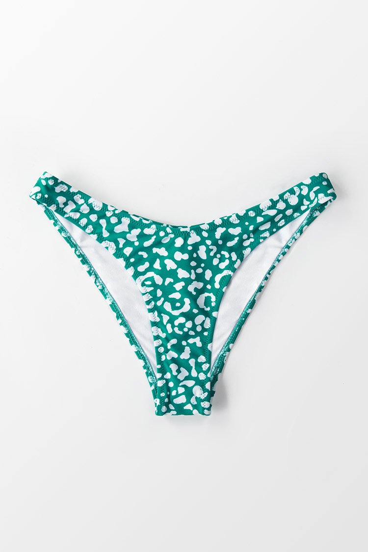 Bas de bikini ¨¦chancr¨¦ l¨¦opard vert 
