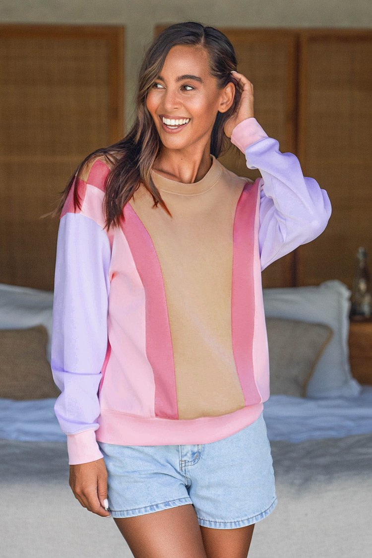 Sweat ¨¤ manches longues avec bloc de couleurs