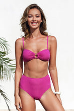 Charger l&#39;image dans la galerie, Bikini rose fronc¨¦ nou¨¦ au dos avec joint torique
